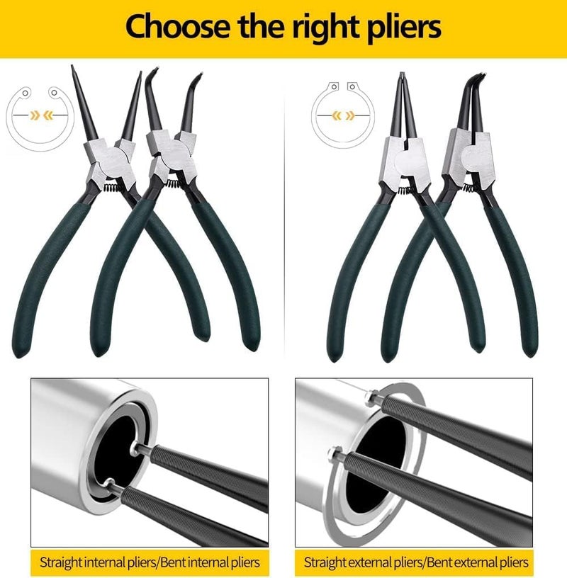 LFSEMINI 4pcs 7" Snap Ring Pliers with Storage Pouch - Image 4